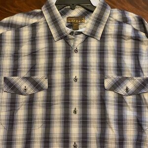 Pronto Uomo Blue & White Plaid Buttondown Shirt - Size 3XLT - 100% Cotton